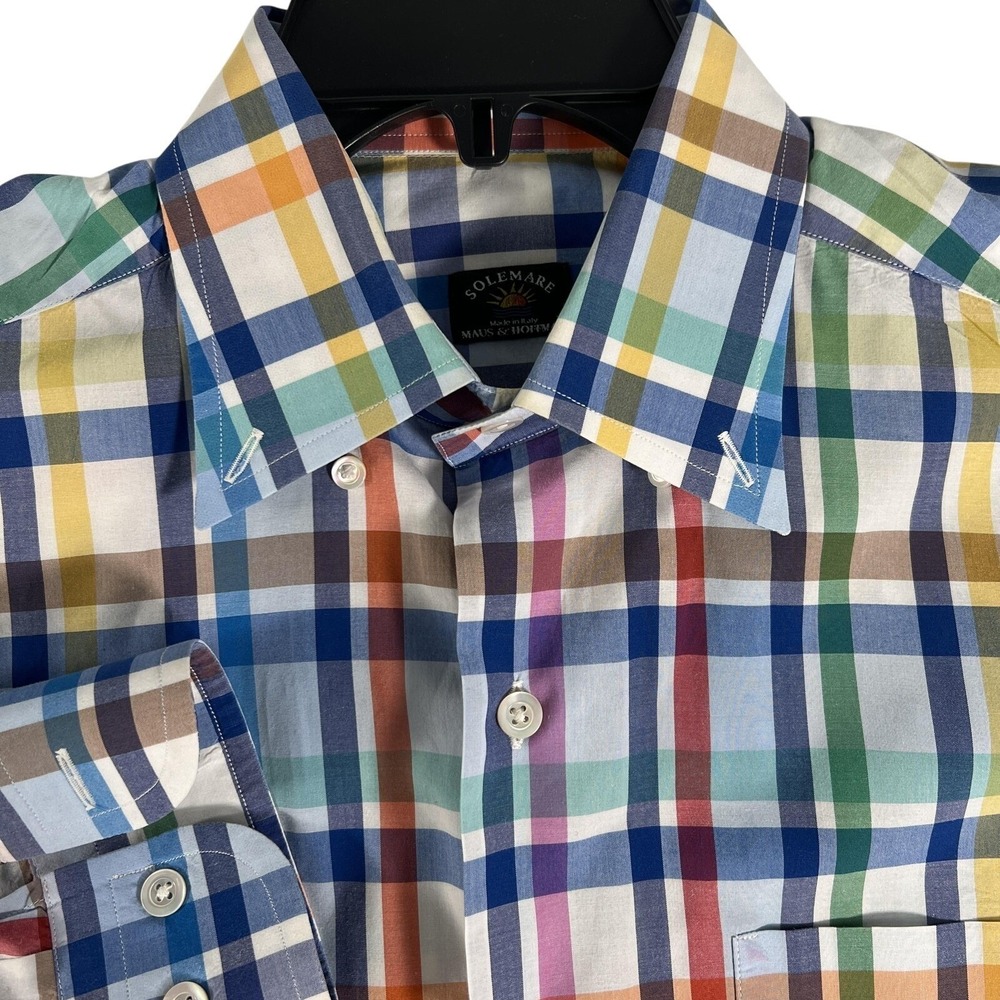 Solemare‎ Maus Haufman Shirt Mens L Multicolor Plaid Long Sleeve Italy